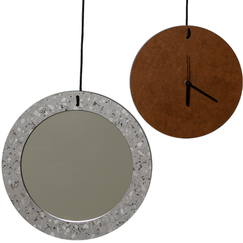 Conjunto Planetas: relógio e espelho Bronze e Fulgê